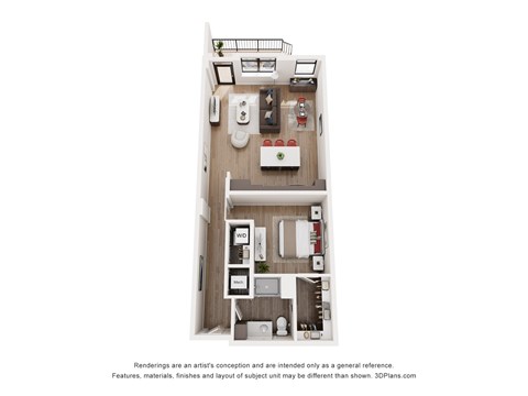 Floor plan for 1 bed, 1 bath, 886 sqft
